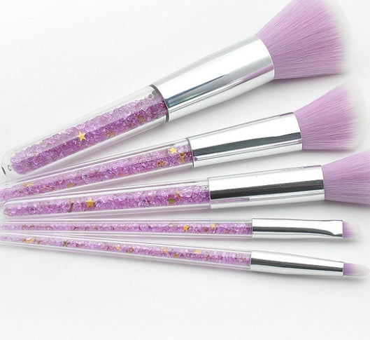 ✨ 5-Piece Transparent Handle Makeup Brush Set — Beauty Tools Kit 💄
