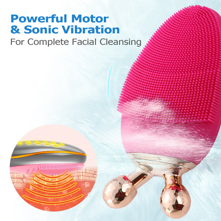💖🧼 Electric Silicone Cleansing Instrument | Ultrasonic Facial Massage & Deep Cleaning Device