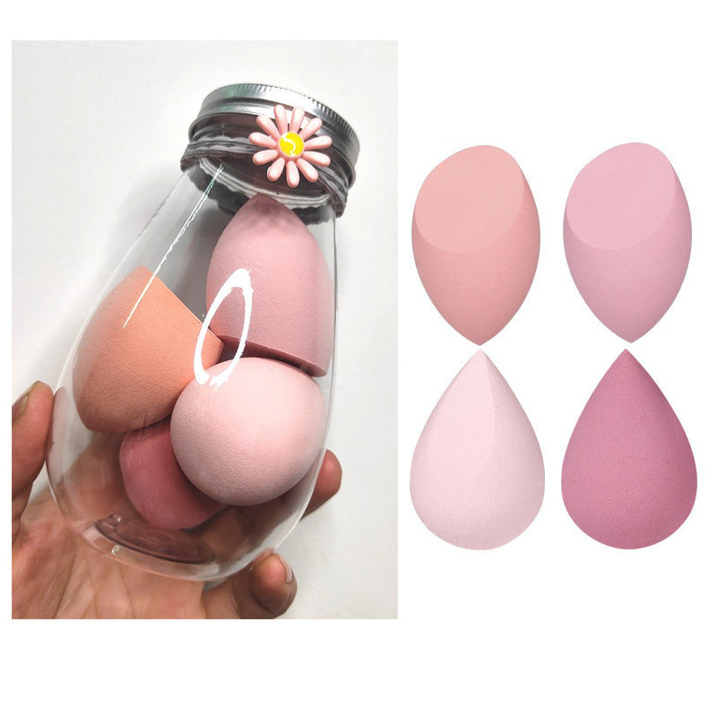 💄✨ Portable Travel Size PET Bottle Makeup Egg Set | Beauty Sponge Kit (4PCS)