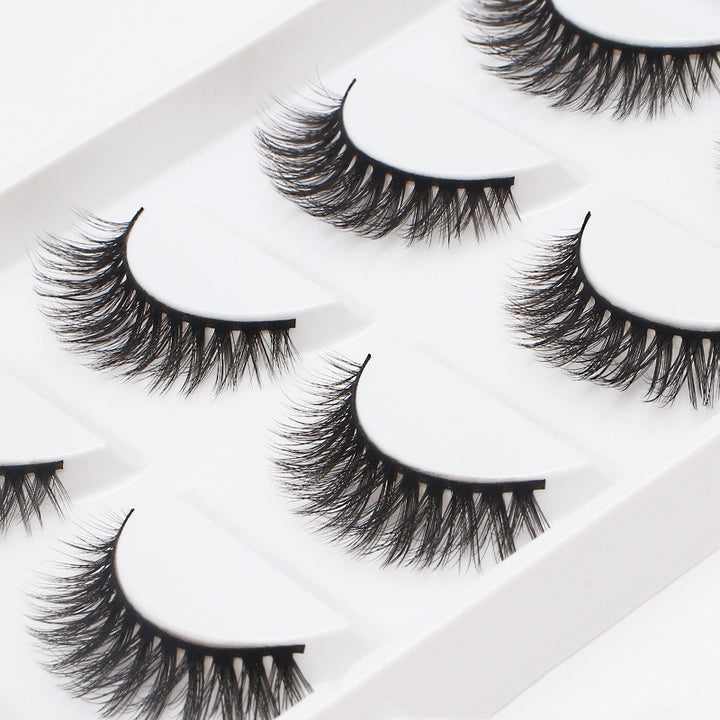 👁️✨ 3D Multi-Layer Thick False Eyelashes – 5 Pairs Stereoscopic Lash Set