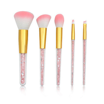 ✨ 5-Piece Transparent Handle Makeup Brush Set — Beauty Tools Kit 💄