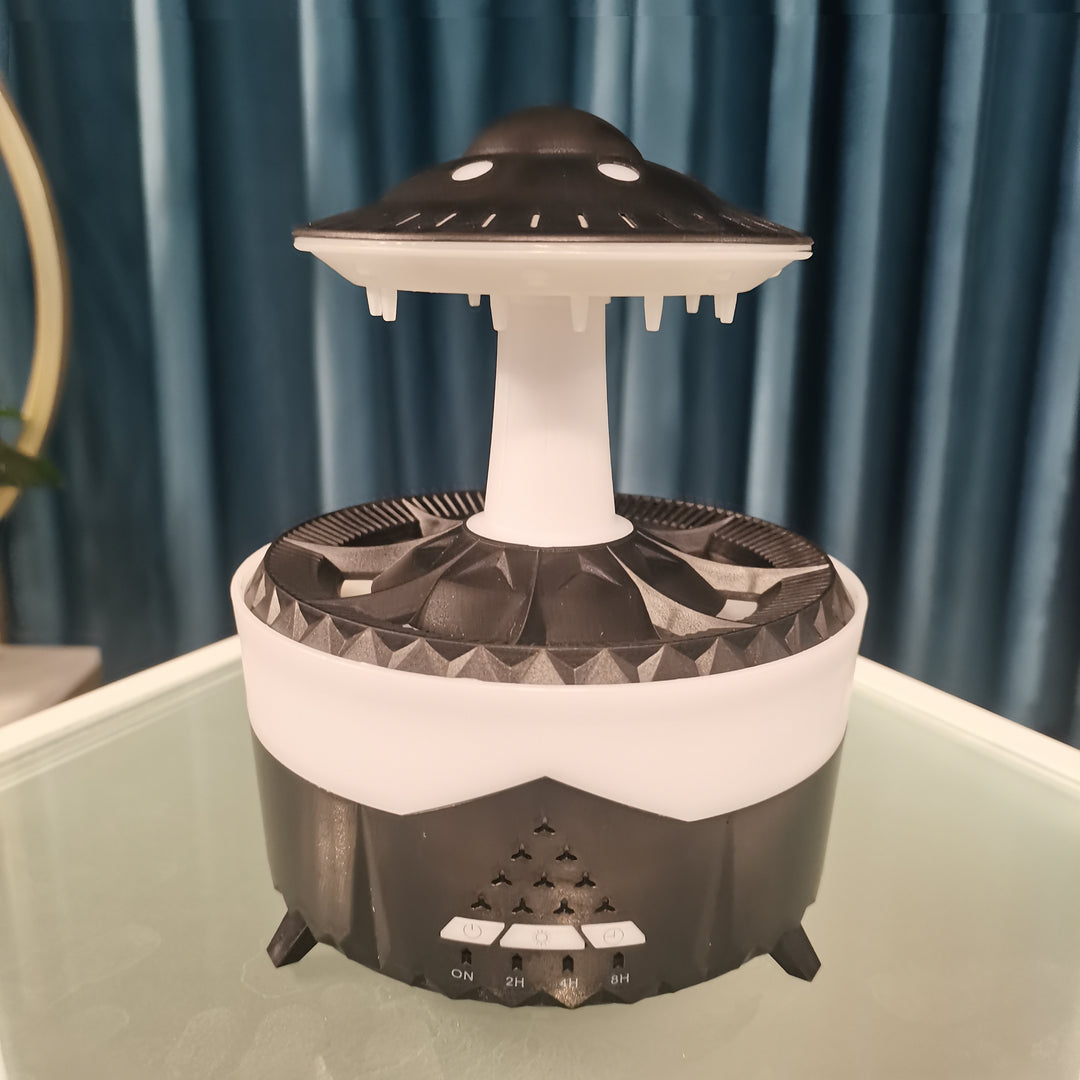🌧️💧 UFO Raindrop Humidifier | 7-Color LED Aromatherapy Rain Diffuser ✨