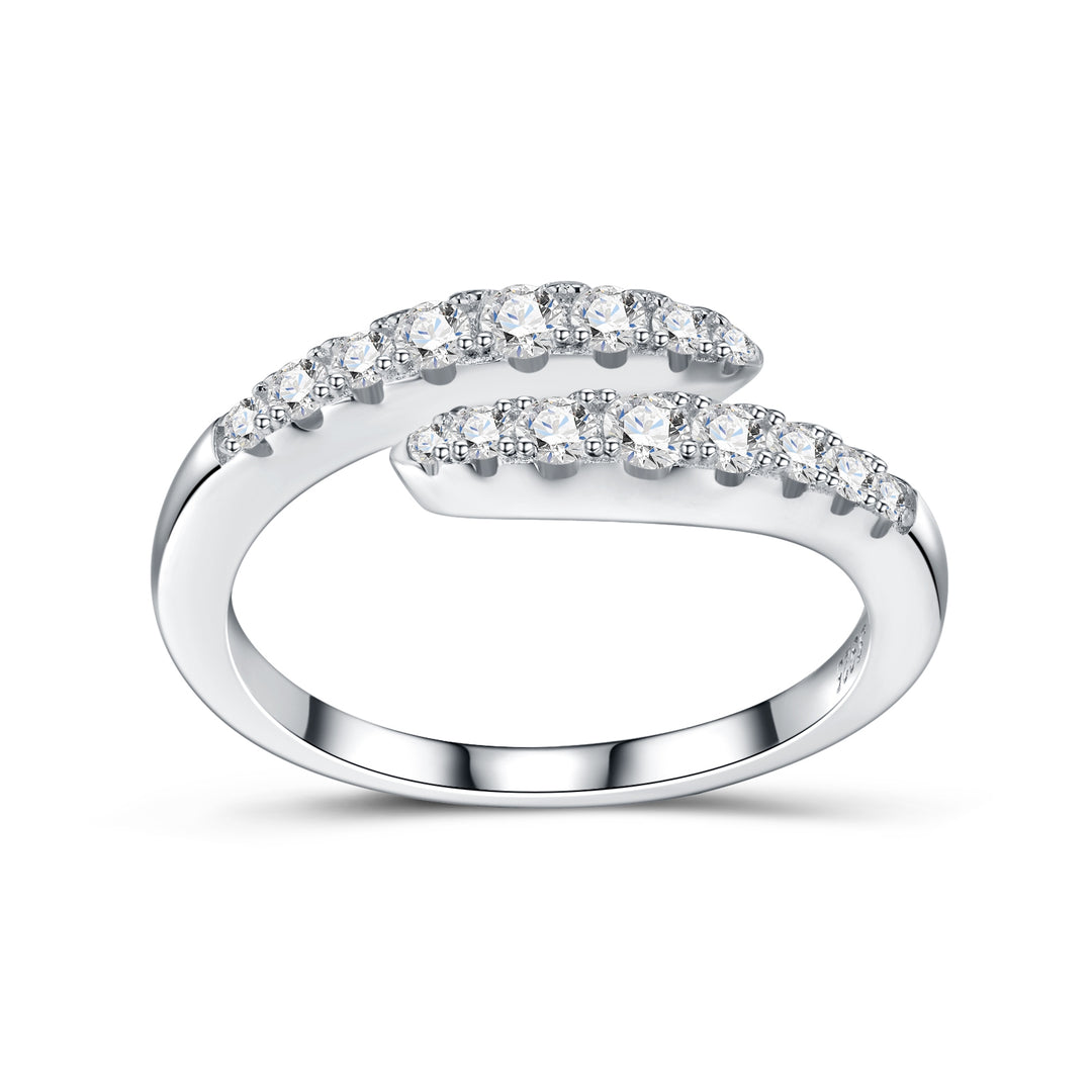 🌙 Moon-Shaped Moissanite Minimalist Ring – Platinum-Plated S925 Silver (3.2g, Sizes 5–9) 🌙
