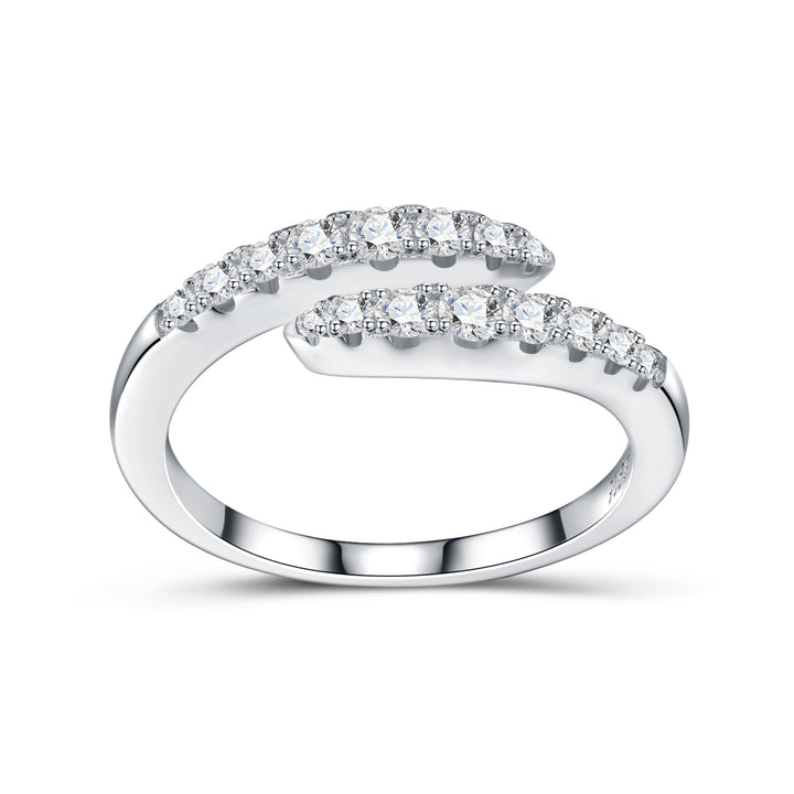 🌙 Moon-Shaped Moissanite Minimalist Ring – Platinum-Plated S925 Silver (3.2g, Sizes 5–9) 🌙