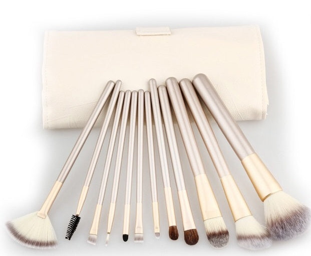 ✨ Champagne White Makeup Brush Set — 12/18/24 Piece Beauty Tools 💄🤍