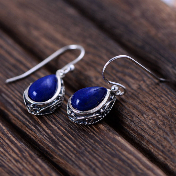 Sterling Silver Lapis Water Drop Earrings – Elegant Teardrop Jewelry for Women