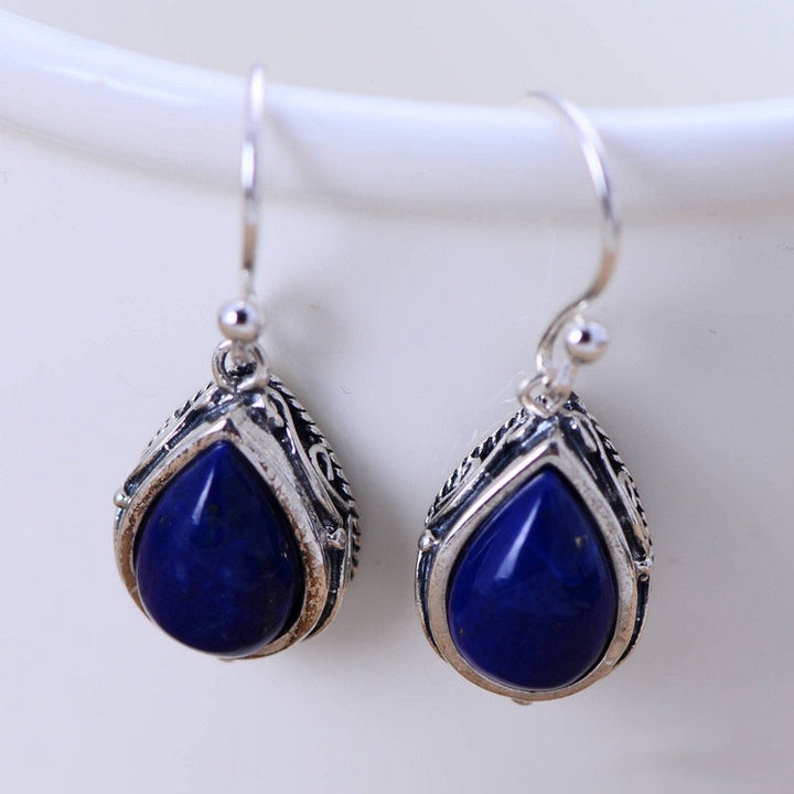 Sterling Silver Lapis Water Drop Earrings – Elegant Teardrop Jewelry for Women