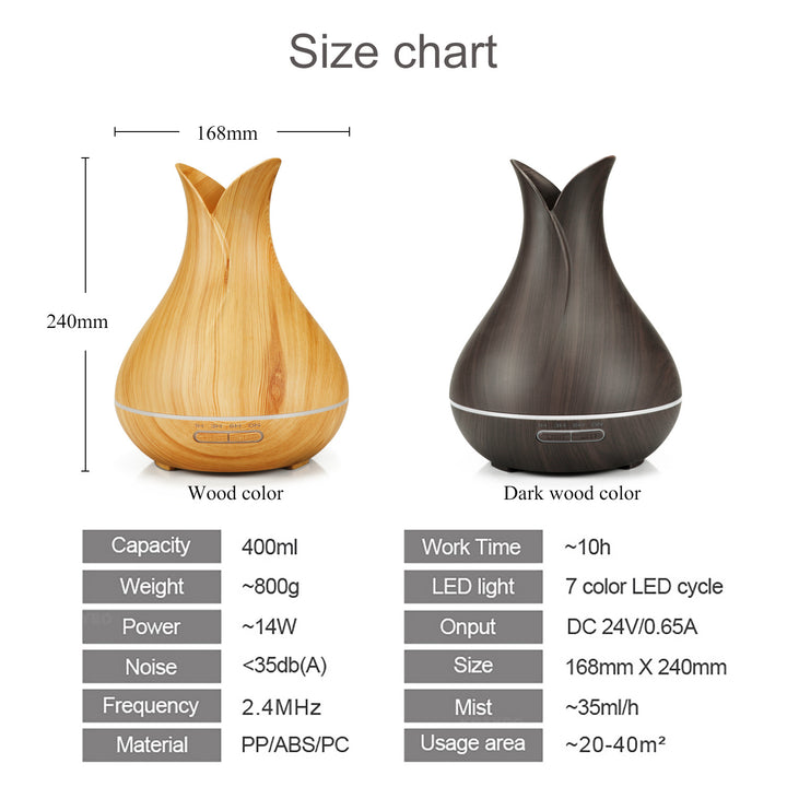 🌿🪵 Wood Grain Aromatherapy Humidifier | Vase-Style Essential Oil Diffuser