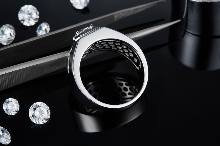 💍 Men’s 1-Carat Moissanite Ring – Platinum-Plated S925 Silver (8.9g, Sizes 5–9) 💍