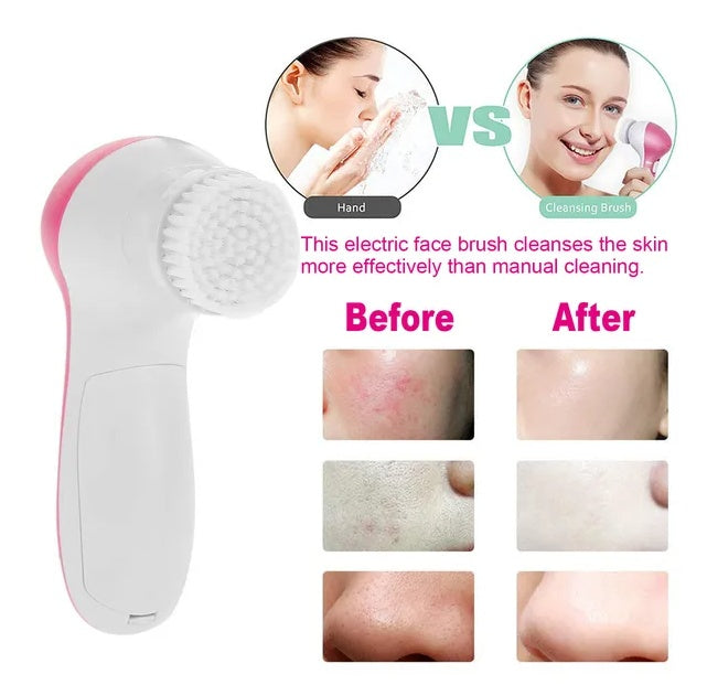 🧼💖 Waterproof Facial Cleansing Brush | 5-in-1 Spin Cleaning System