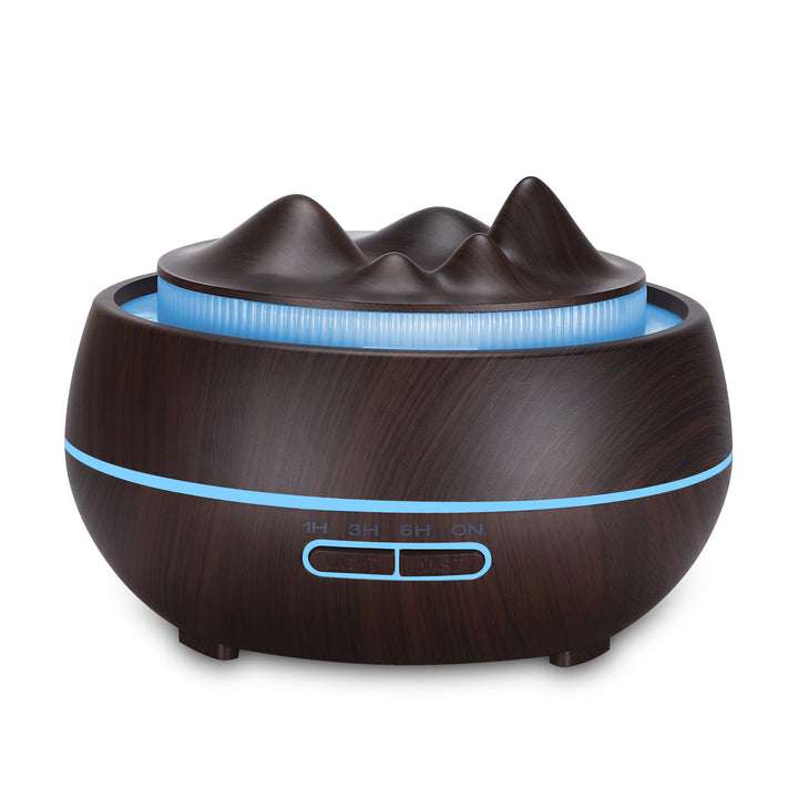 🌿💧 Wood Grain Aromatherapy Humidifier | LED Vase Diffuser 🌙✨