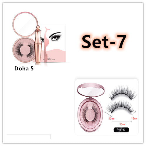 🧲👁️ Natural Long Lasting Magnetic Eyeliner & Magnetic False Eyelashes Set – 5 Pairs with Tweezers & Mirror Case