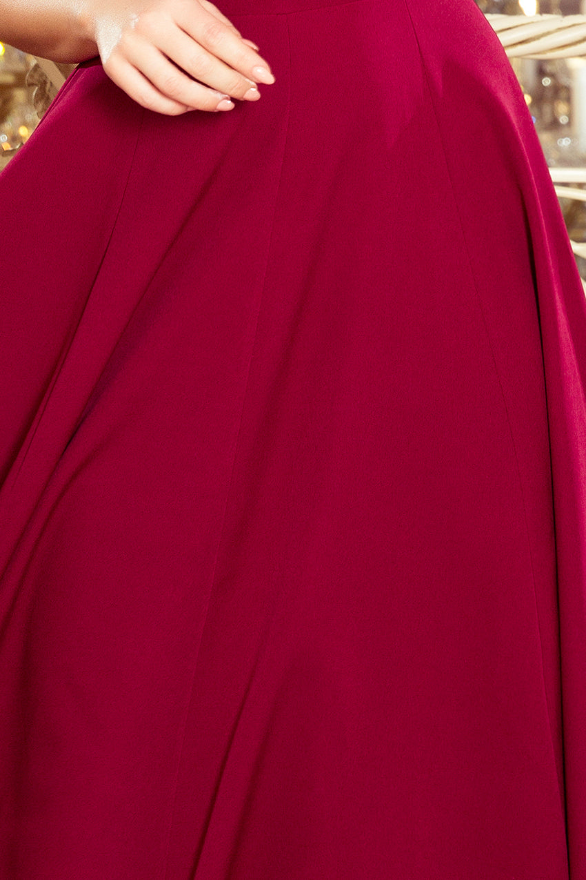 CINDY long dress with a neckline - burgundy