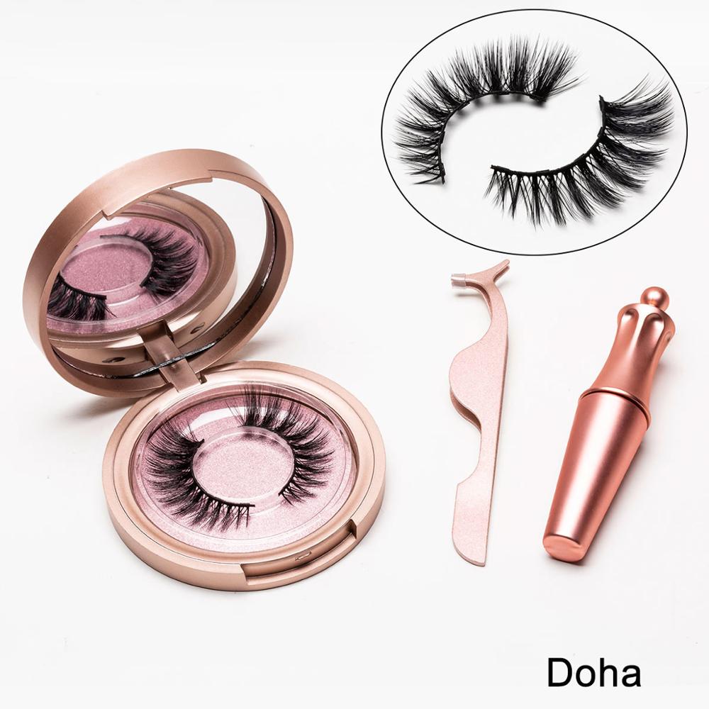 🧲👁️ Natural Long Lasting Magnetic Eyeliner & Magnetic False Eyelashes Set – 5 Pairs with Tweezers & Mirror Case