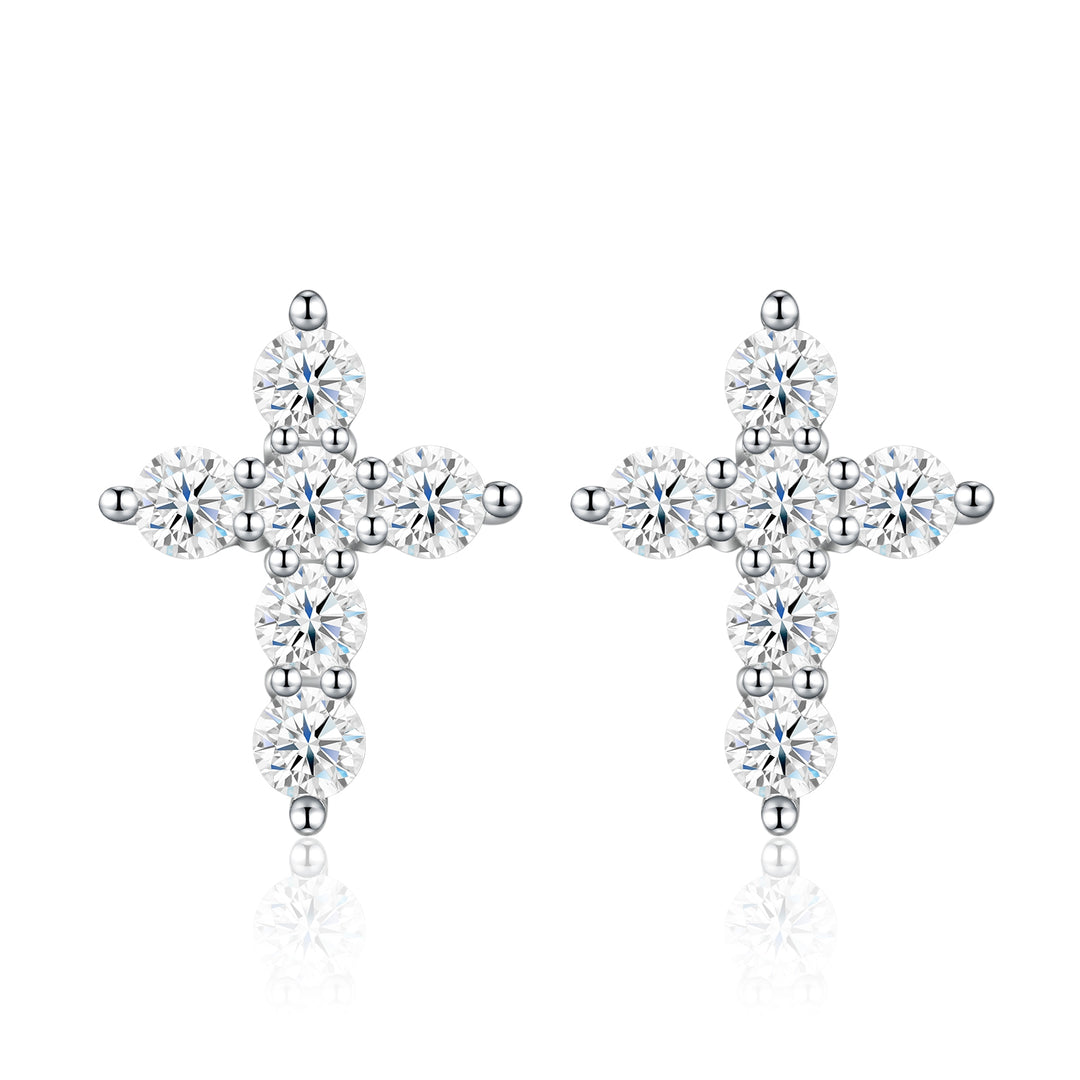 A Luxurious And Fashionable Minimalist Jewelry Earring Set Featuring Top-quality Moissanite Stones, Made Of S925 Silver Electroplated With Platinum.