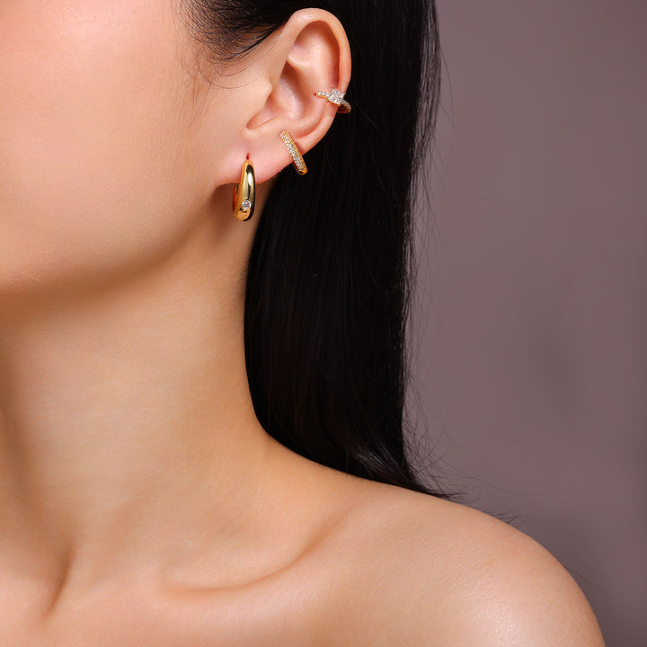 Luxury Minimalist Moissanite Earring Set (Set of 3) – Gold-Plated S925 Silver