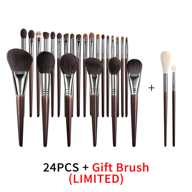 ✨ Natural Makeup Brush Set — 24-Piece Goat Hair Eyeshadow & Face Brushes 💄🌿
