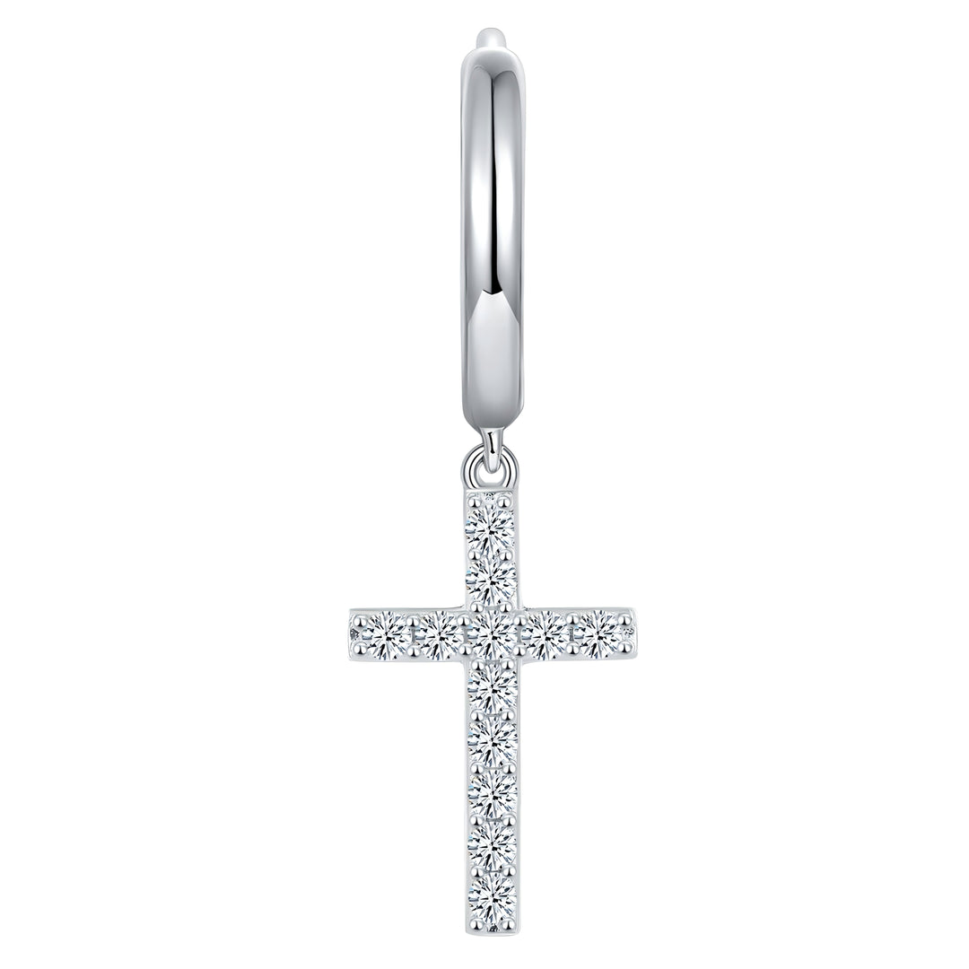 Luxury Minimalist Moissanite Cross Earrings – Platinum-Plated S925 Silver