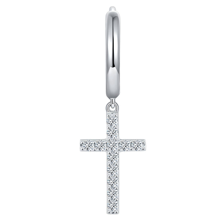 Luxury Minimalist Moissanite Cross Earrings – Platinum-Plated S925 Silver