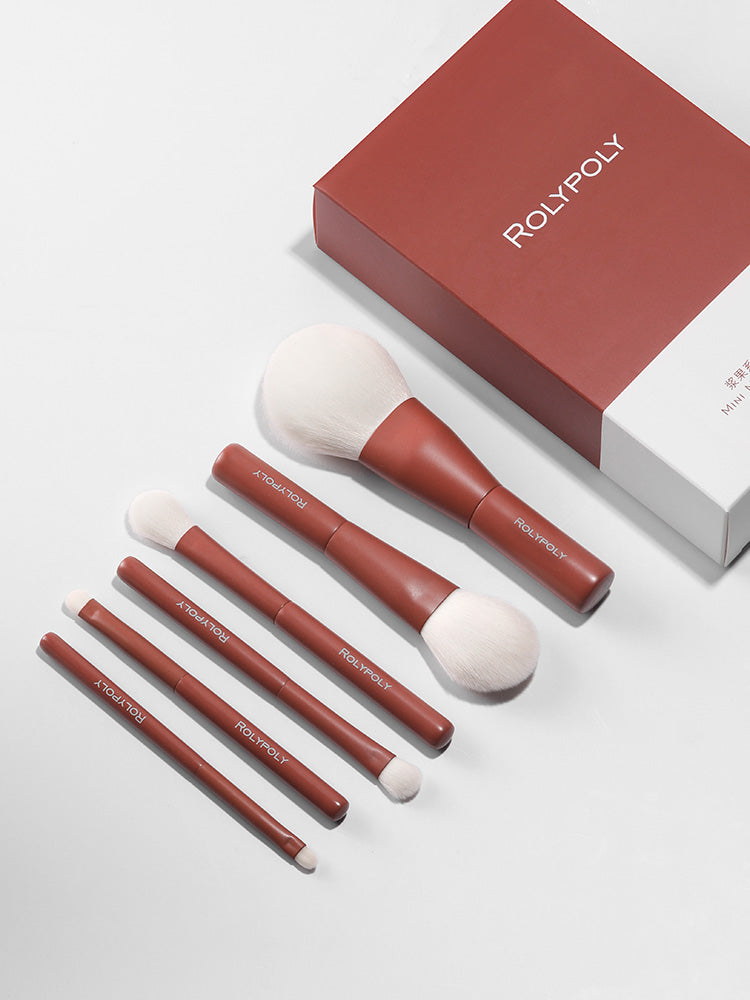 ✨ Super Soft Beginner Mini Makeup Brush Set — Berry Series (6 Pieces) 💄🍓
