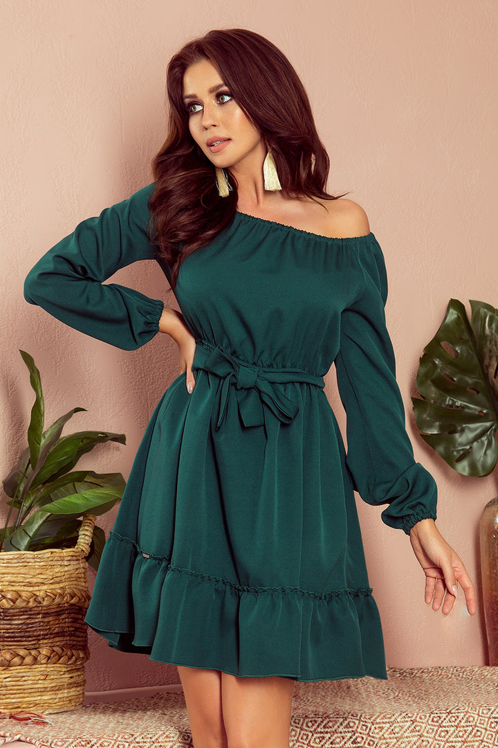 Dress with frills - green