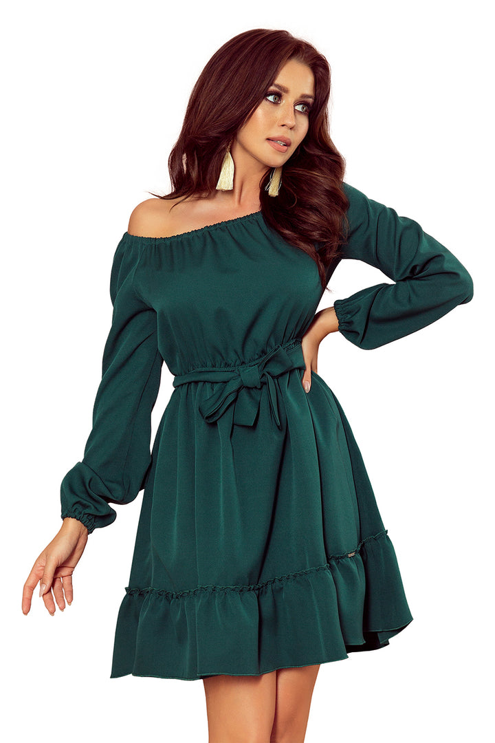 Dress with frills - green