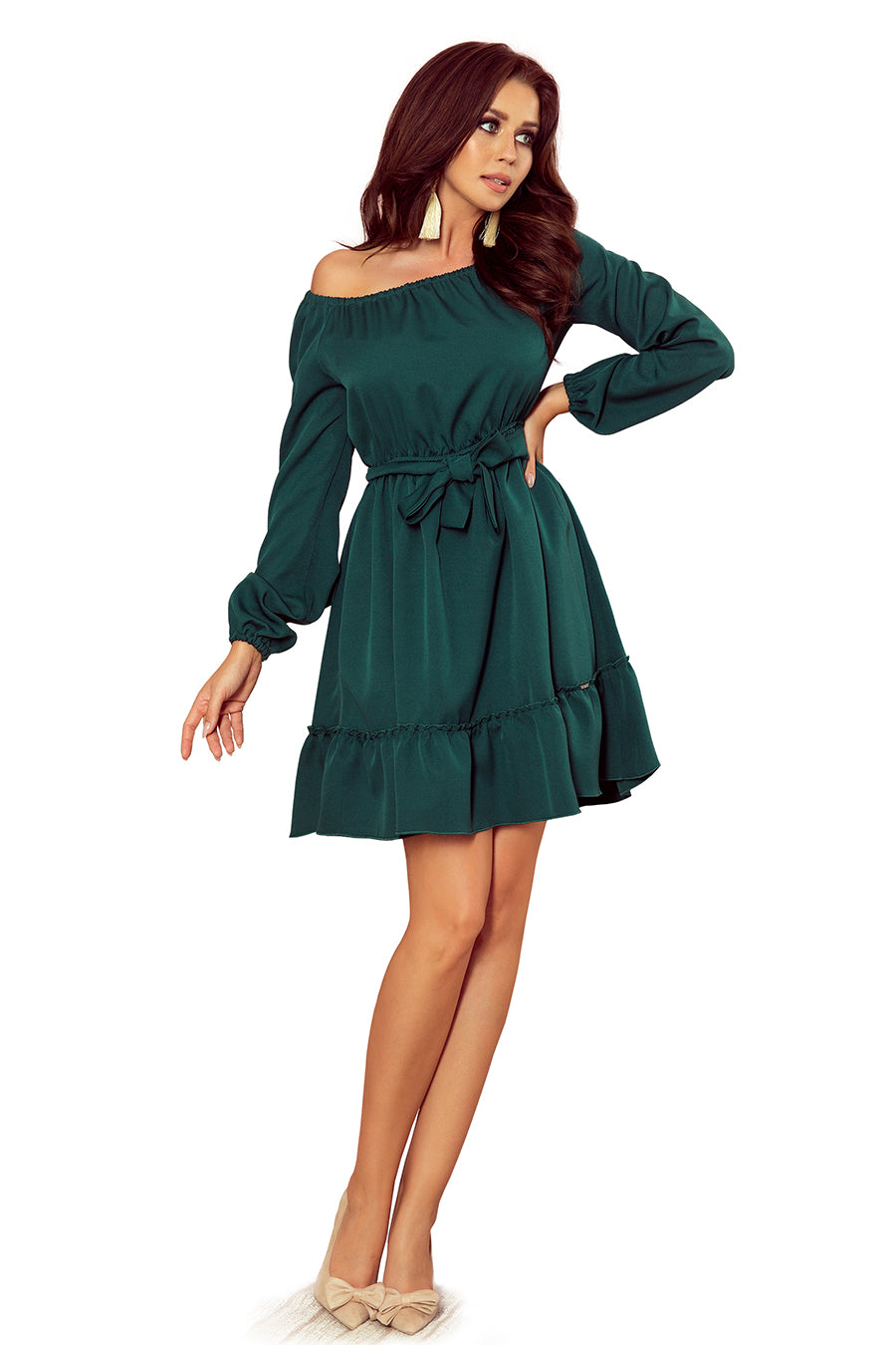 Dress with frills - green