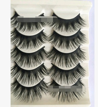 👁️✨ Thick Cross False Eyelashes – 5 Pairs Handmade Wispy Lash Set