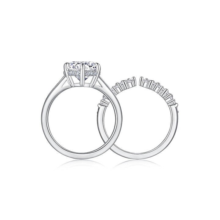 💍 3 Carat Moissanite Double Ring Set – Gold-Plated S925 Silver Luxury Bridal Ring 💍