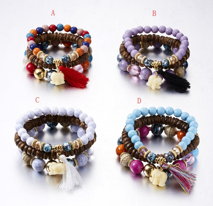 Ethnic Style Tassel Bracelet – Mixed Material Design