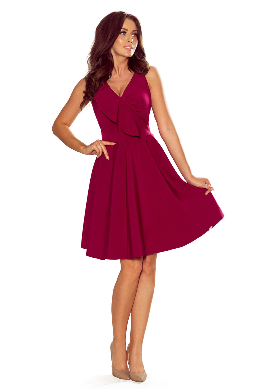 Frill dress - burgundy