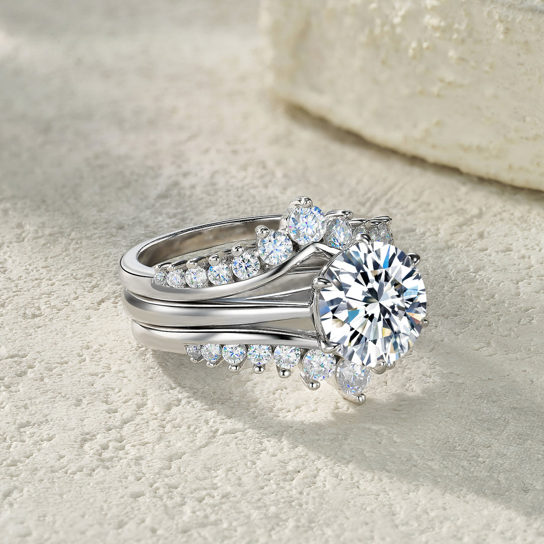 💍 3 Carat Morganite Ring Set – Platinum-Plated S925 Silver Luxury Minimalist Jewelry (Sizes 5–9) 💍