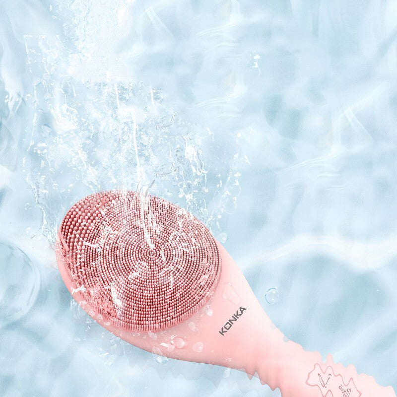 💖🧼 Electric Washing Brush | Ultrasonic Silicone Facial Cleanser with Heat & Light Therapy