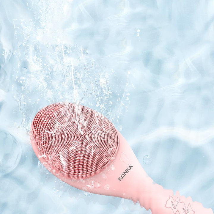 💖🧼 Electric Washing Brush | Ultrasonic Silicone Facial Cleanser with Heat & Light Therapy