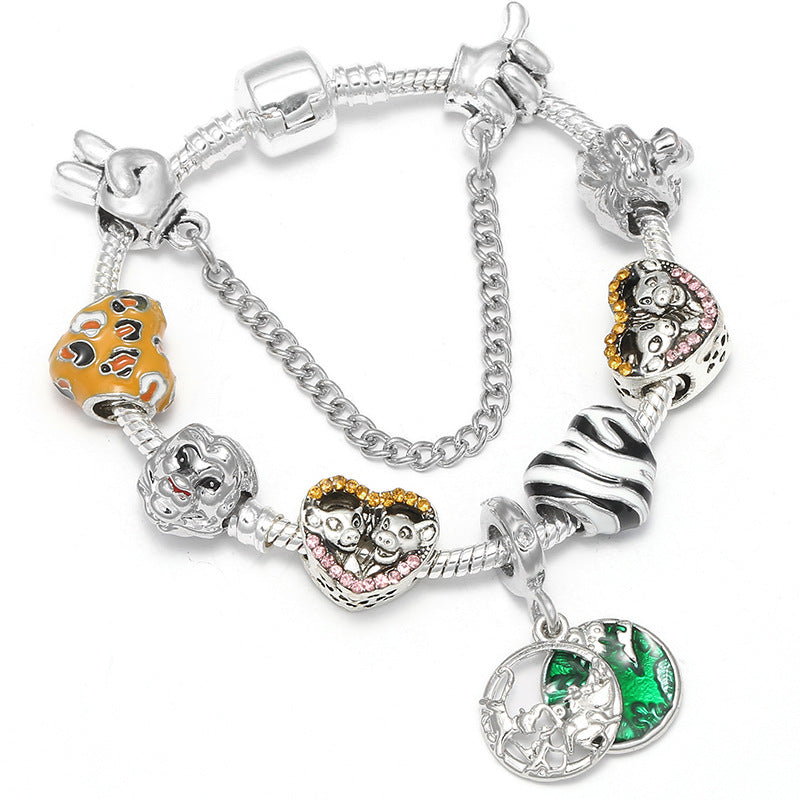 Women’s Beaded Silver Bracelet with Gemstone Accents