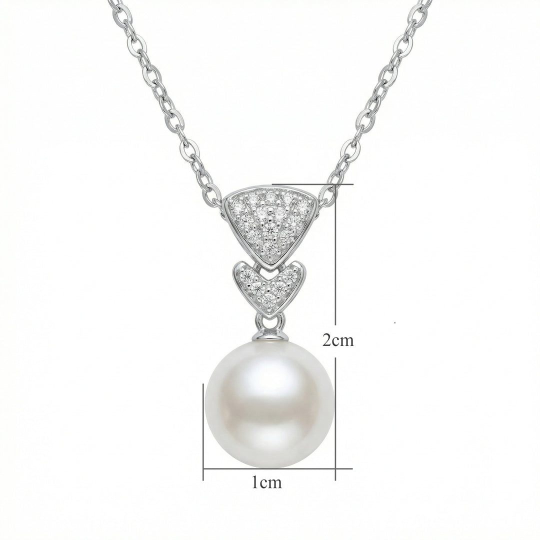 ✨ 925 Sterling Silver Elegant White Pearl and Diamond Pendant Necklace ✨