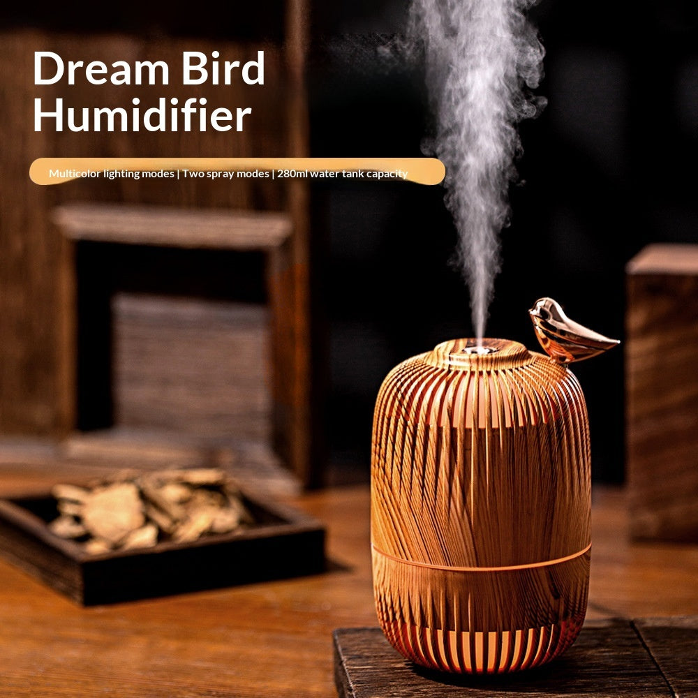 🌿💧 Compact Wood-Grain Humidifier | USB Mist Sprayer for Home & Office ✨