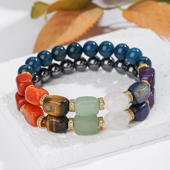 Natural Crystal Beaded Bracelet – Hematite & Blue Phosphorus Gray Popular Design