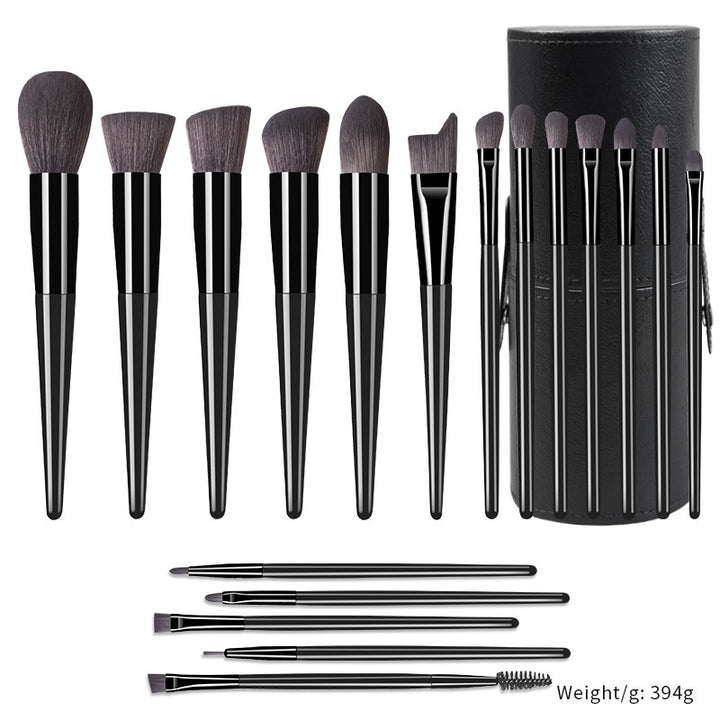 ✨ 18-Piece Champagne Makeup Brush Set — Solid Wood Handle Beauty Tools 💄🥂