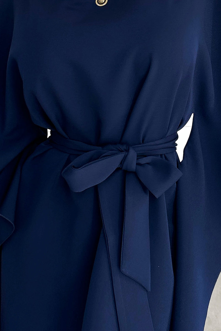 SOFIA Butterfly dress with a binding at the waist - navy blue