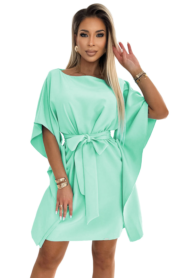 287-31 SOFIA Women's butterfly dress with a tie at the waist - mint