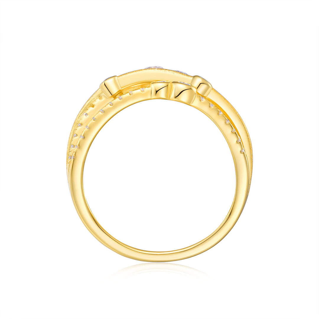 💍 Engraved Minimalist Moissanite Ring – Gold-Plated S925 Silver (7g, Sizes 5–9) 💍