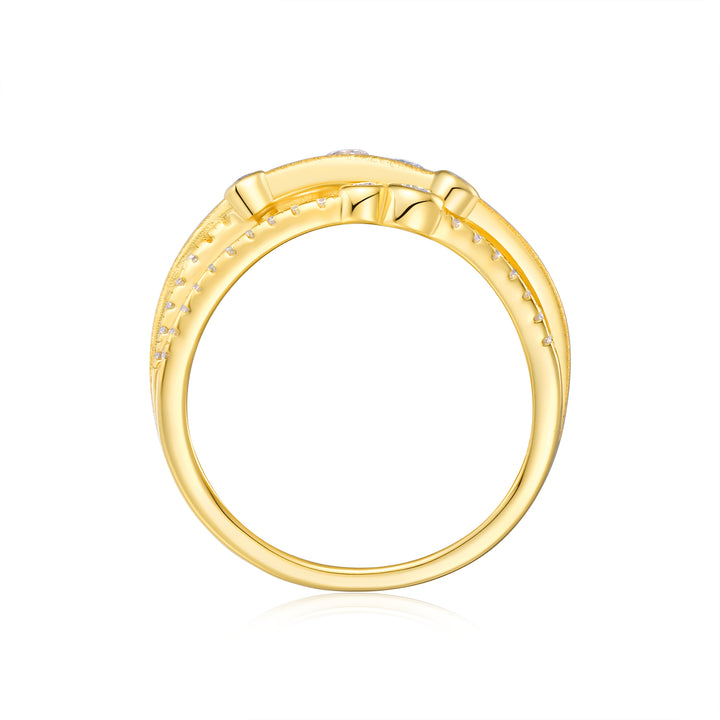 💍 Engraved Minimalist Moissanite Ring – Gold-Plated S925 Silver (7g, Sizes 5–9) 💍