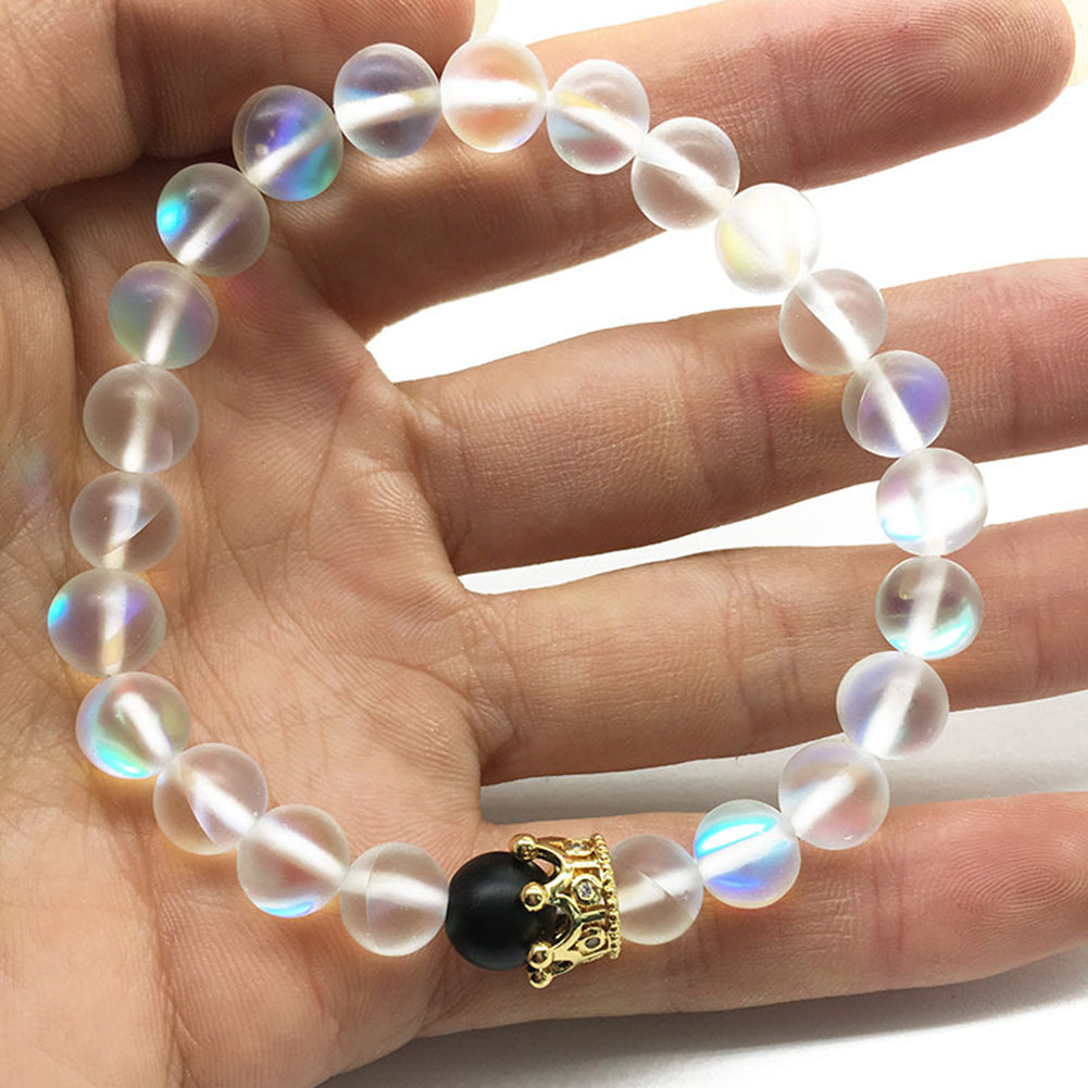 Crown Couple Glass Bead Bracelet