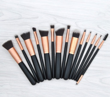 ✨ 14-Piece Black & Rose Gold Makeup Brush Set — Beauty Tools Kit 💄🖤✨