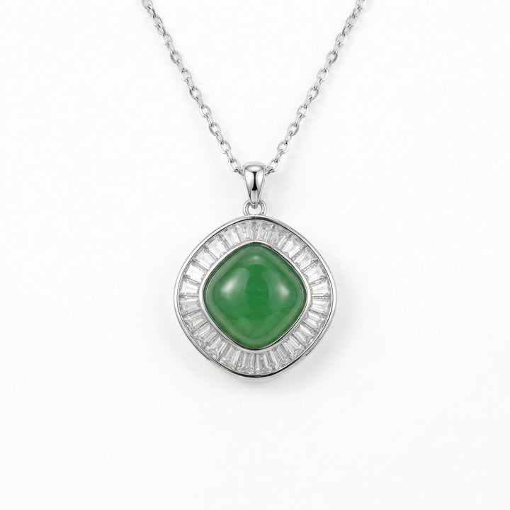 ✨ Green Jadeite Cushion Pendant Necklace