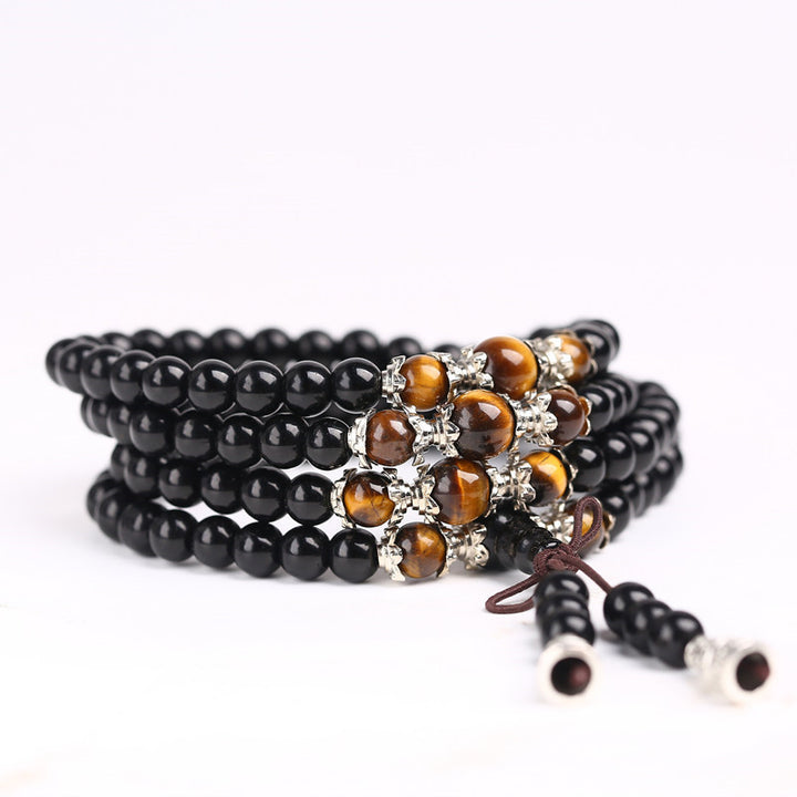 Multi-Loop Multi-Layer Obsidian Prayer Beads Bracelet