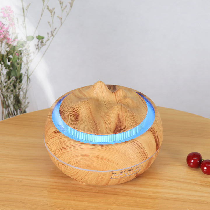 🌿💧 Wood Grain Aromatherapy Humidifier | LED Vase Diffuser 🌙✨