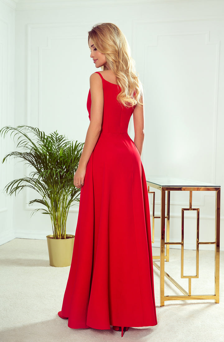 CHIARA elegant maxi dress with straps - red