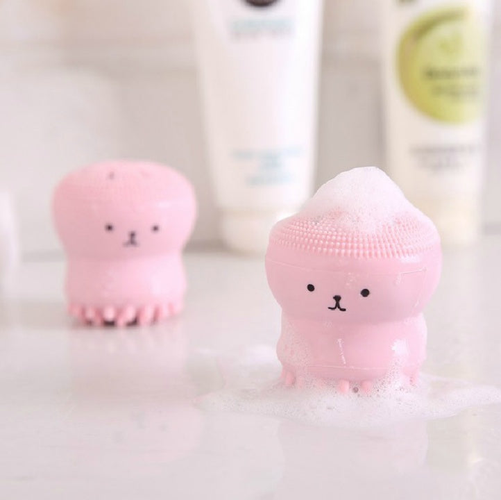 🧼🐙 Cartoon Octopus Silicone Wash Brush | Foaming Facial Cleansing & Massage Brush